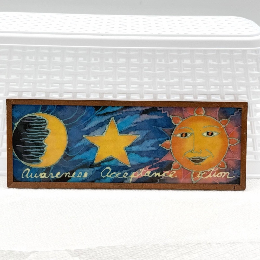 Vintage Whimsigoth Sun Moon Stars Glass Celestial Art Decor 12 Step Recovery